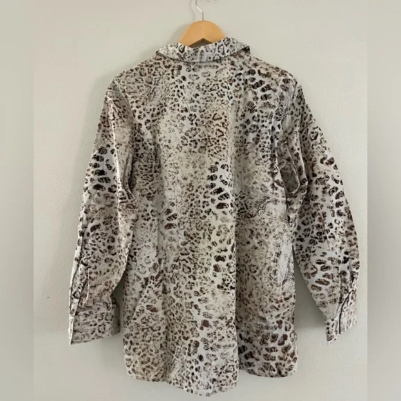 Chico's Animal Print Button Down Shirt - Brown and Cream - Picture 2 of 5